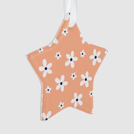 Summer Boho White Daisy Blume Ornament (Vorderseite)