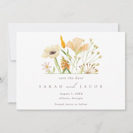 Summer Boho Wildblumen Garden Wedding Save The Date (Vorderseite)