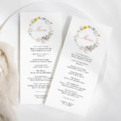Summer Boho Wildblumen Wedding Menu Menükarte