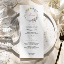 Summer Boho Wildblumen Wedding Menu Menükarte