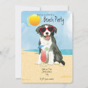 Summer Border Collie Beach Party Einladung
