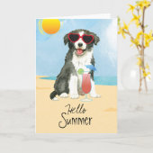 Summer Border Collie Card Karte (Gelbe Blume)