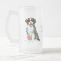 Summer Border Collie Mattiert Glass Beer Tasse
