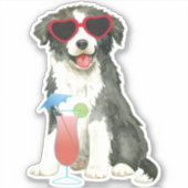 Summer Border Collie Vinyl Aufkleber (Vorderseite)