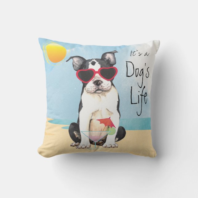 Summer Boston Terrier Kissen (Vorderseite)