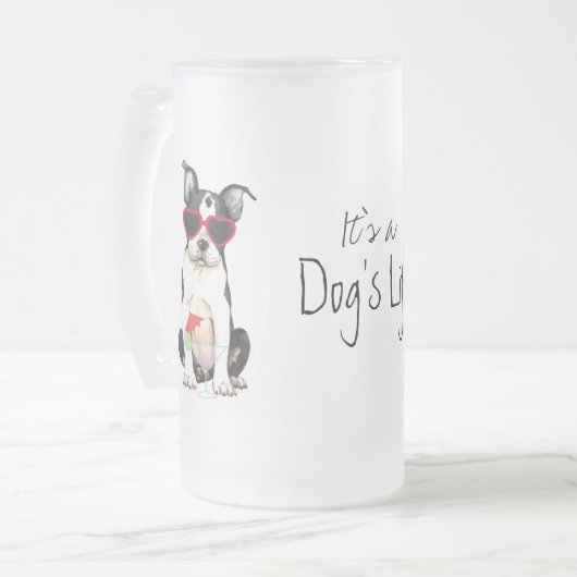 Summer Boston Terrier Mattglas Bierglas (Vorderseite Links)