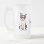 Summer Boston Terrier Mattglas Bierglas (Links)