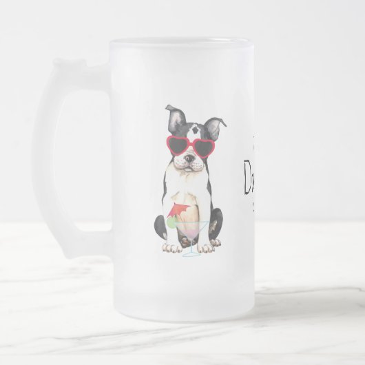 Summer Boston Terrier Mattglas Bierglas (Links)