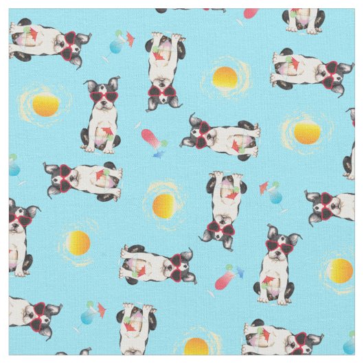 Summer Boston Terrier Stoff (Nahaufnahme)