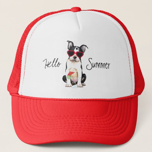 Summer Boston Terrier Truckerkappe (Vorderseite)
