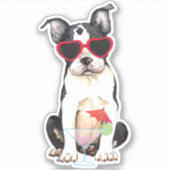 Summer Boston Terrier Vinyl Sticker (Vorderseite)