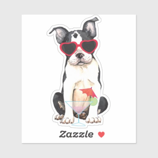 Summer Boston Terrier Vinyl Sticker (Blatt)