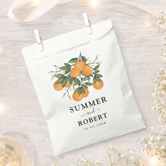 Summer Botanical Orange Citrus Grüne Hochzeit Geschenktütchen (Ausgeschnitten)