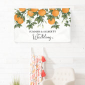 Summer Botanical Orange Citrus Hochzeit Willkommen Banner (Insitu)