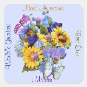Summer Bouquet - Mama Quadratischer Aufkleber