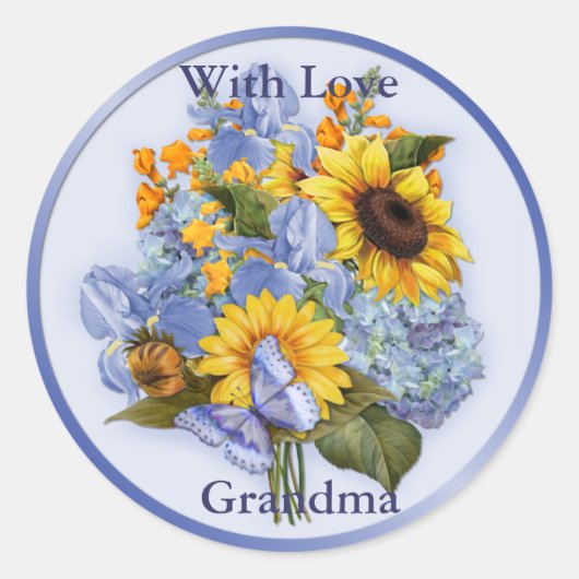 Summer Bouquet - Oma Runder Aufkleber (Vorderseite)