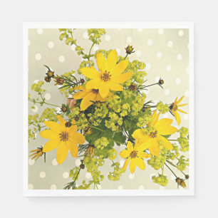 Summer Bouquet, Sunshine Yellow Flowers Serviette