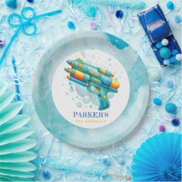 Summer Boy Birthday Water Gun Custom Pappteller