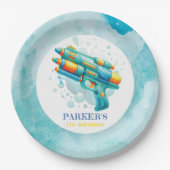 Summer Boy Birthday Water Gun Custom Pappteller (Vorderseite)