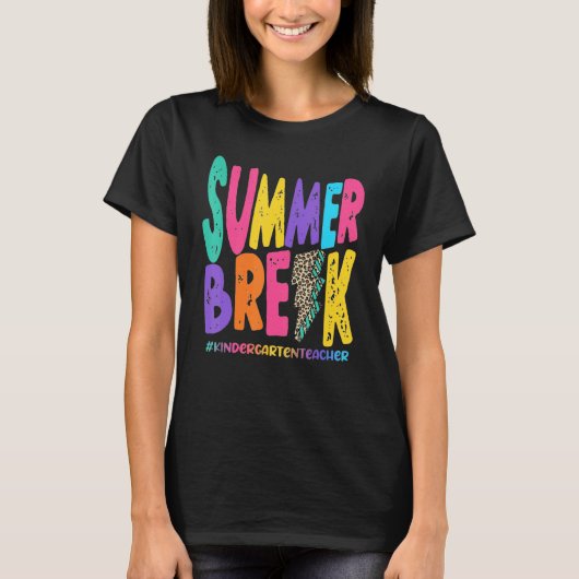 Summer Break Kindergarten Lehrer Sub Leopard Te T-Shirt (Vorderseite)