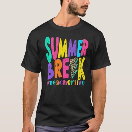 Summer Break Lehrer gestört Leopard Blitz T-Shirt (Vorderseite)