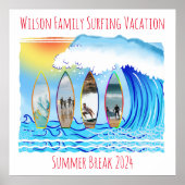 Summer Break Surfing Waves Beach Family Foto Poster (Vorne)