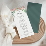 Summer Breeze Floral Calligraphy Dinner Menu Menükarte<br><div class="desc">Diese Sommerbrise floralen Kalligraphie Dinner Karte ist perfekt für eine rustikale Hochzeit. Die Einrichtung besteht aus rosa,  rot,  lila,  handbemalten Aquarell-Rose-Blume mit grünem Blattwerk. Dieses Menü kann für Hochzeitsempfang,  Probe Dinner,  Brautparty oder jede Veranstaltung verwendet werden.</div>