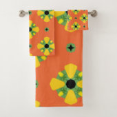 Summer Bright Orange Yellow Green Diamond Pattern Badhandtuch Set (Insitu)