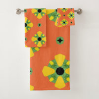 Summer Bright Orange Yellow Green Diamond Pattern