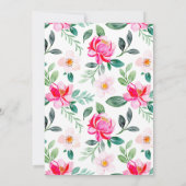 Summer Bright Pink Watercolor Floral Bridal Shower Einladung (Rückseite)