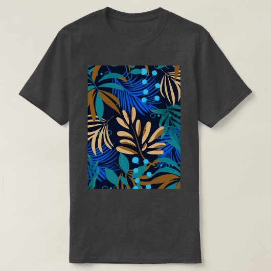 Summer Bright Seamlesstropical Blätter Pflanze Dun T-Shirt (Design vorne)