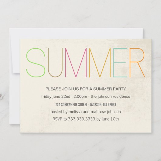 Summer Bright Summer Party Einladungen (Vorderseite)