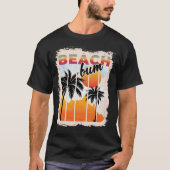 Summer Bum Beach Palm Tree Urlaub Sonnenuntergang T-Shirt (Vorderseite)