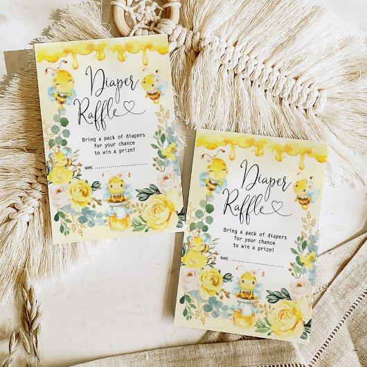 Summer Bumblebee Honeycomb Baby Diaper Raffle Begleitkarte