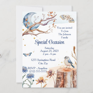 Summer Butterfly Bluebird Moon Hübsch Einladung