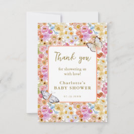 Summer Butterfly Blumenblütendusche Flat Dankeskarte