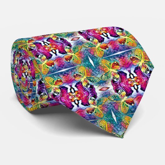 Summer Butterfly Neck Tie Krawatte (Gerollt)