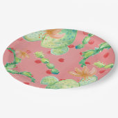 Summer Cactus Pink Paper Plate Pappteller (Schrägansicht)