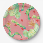 Summer Cactus Pink Paper Plate Pappteller (Vorderseite)