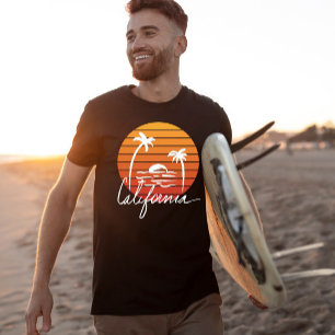 Summer California Palm Beach Orange Retro Sonnenun T-Shirt