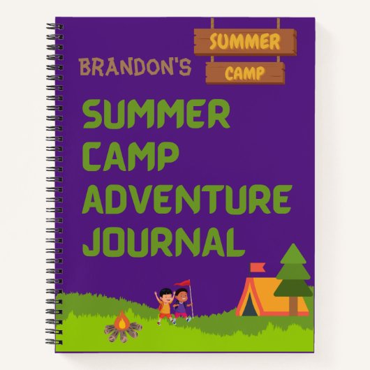 Summer Camp Adventure Journal personalisieren mit/ Notizblock (Vorderseite)