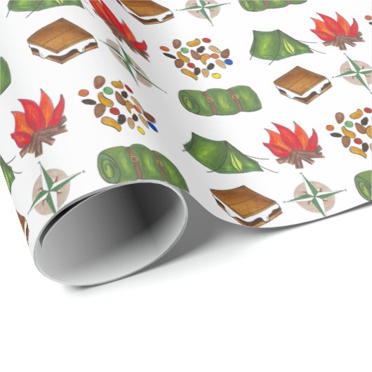 Summer Camp Camping Fire Zelt Schlafsack Geschenkpapier (Rolleneckpunkt)
