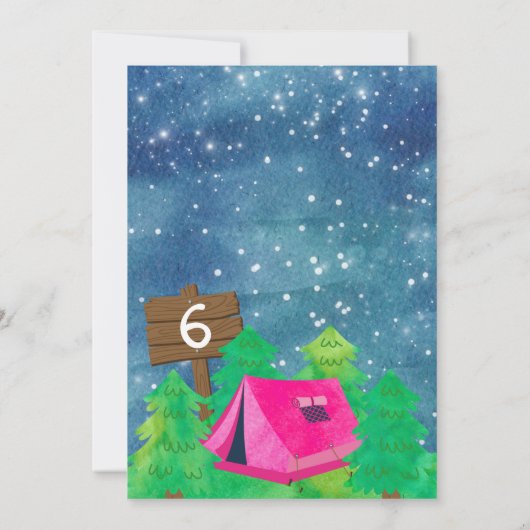 Summer Camp, Camping Geburtstag Einladung (Rückseite)