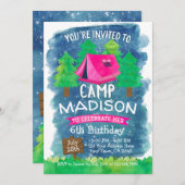 Summer Camp, Camping Geburtstag Einladung (Vorne/Hinten)