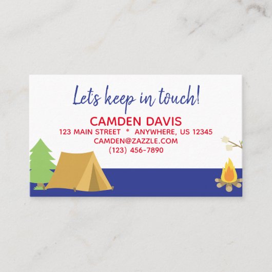 Summer Camp Contact Card Visitenkarte (Vorderseite)