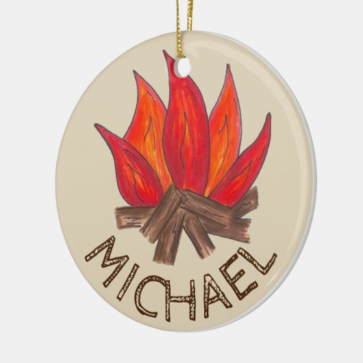 Summer Camp Counselor Zelt Campfire im Freien Keramik Ornament (Links)