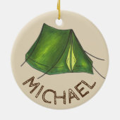 Summer Camp Counselor Zelt Campfire im Freien Keramik Ornament (Hinten)