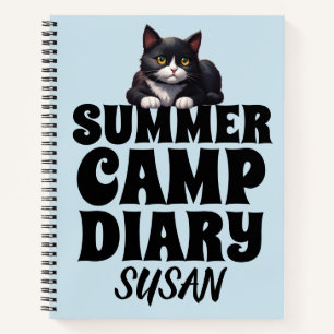 SUMMER CAMP DIARY CAT PERSONALISIERT NOTEBOOK NOTIZBLOCK