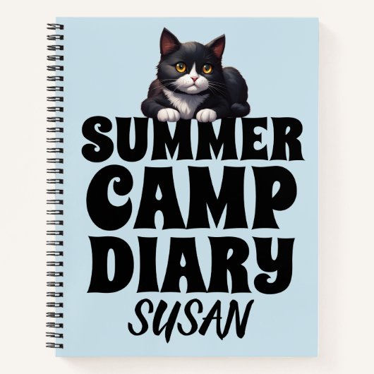 SUMMER CAMP DIARY CAT PERSONALISIERT NOTEBOOK NOTIZBLOCK (Vorderseite)