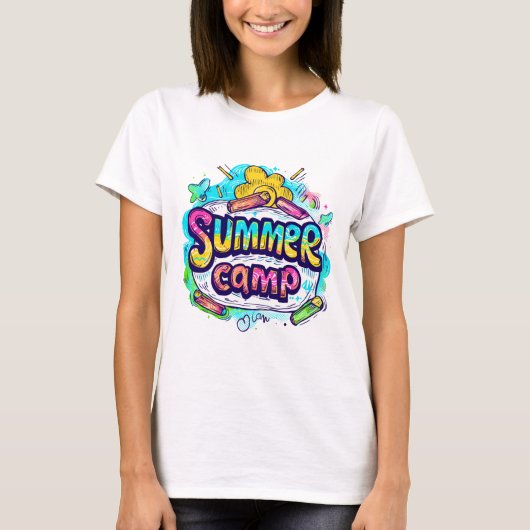Summer Camp - farbenfrohe Sommercamp T-Shirt (Vorderseite)